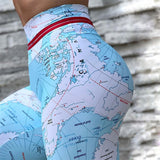 Map  Print High Waist Leggings
