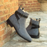 Plaid Buckle Strap Boots