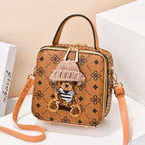 Retro Leather Teddy Bear Clutch