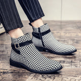 Plaid Buckle Strap Boots