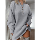 Lace Up Knitted Loose Dress
