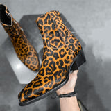 Leopard Genuine Leather Boots