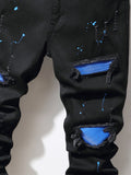 Blue Patch Ripped Jeans