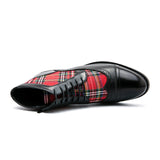 British Plaid Canvas Round Toe Boots