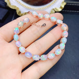 White Fire Opal Stone Link Bracelet