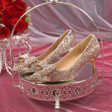 Shiny Glitter Bow High Heels