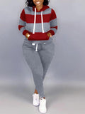 Plus Size Striped Drawstring Sweat suit