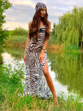 Spaghetti Strap Side Split  Zebra Dress