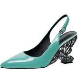 Butterfly Leather Pointed High Heels