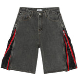 Side Double Zip Jean  Shorts