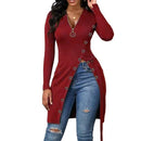 Long Slight Stretch V Neck Top