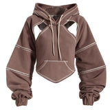 Cropped Cutout Backless sweater Hoodie