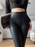 Pu Leather Fleece Leggings