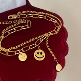 Double Layer Smiley18K Gold Bracelet
