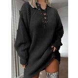 Lace Up Knitted Loose Dress