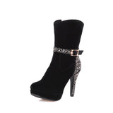 Buckle Rhinestone Boots