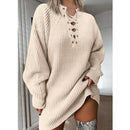 Lace Up Knitted Loose Dress