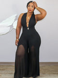 Plus Size Chiffon V Neck Romper