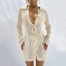 Knitted Short Button Dress