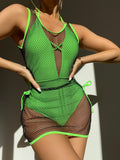 Halter Mesh Cover Up One Piece