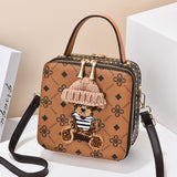 Retro Leather Teddy Bear Clutch