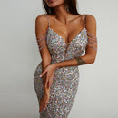 Glitter Sequins Chain Strap Dress