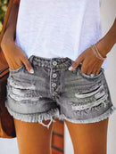Casual Button Vintage Jean Shorts
