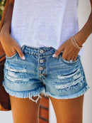 Casual Button Vintage Jean Shorts