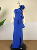 Shiny Gown Glitter Big Ruffle Dress