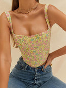 Floral 2 Layer Slim Fit Crop Tank Top