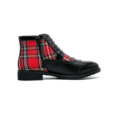 British Plaid Canvas Round Toe Boots