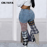 Plaid Flare Jeans