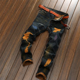 Distressed Color Thread Jeans