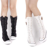 High top canvas knee high boots - For you and all