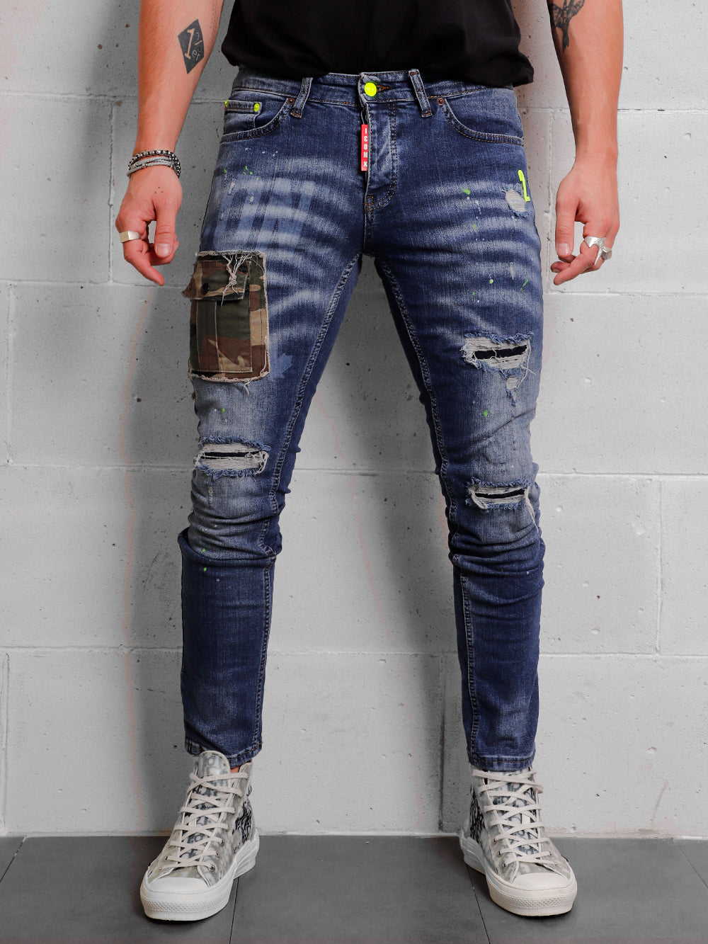 Dark blue Camouflage pocket Jeans
