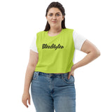 Green and White So sweet crop Shirt