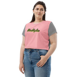 Pink and Grey So sweet crop Shirt Top