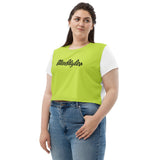 Green and White So sweet crop Shirt
