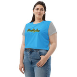 Blue and Silver So sweet crop Shirt