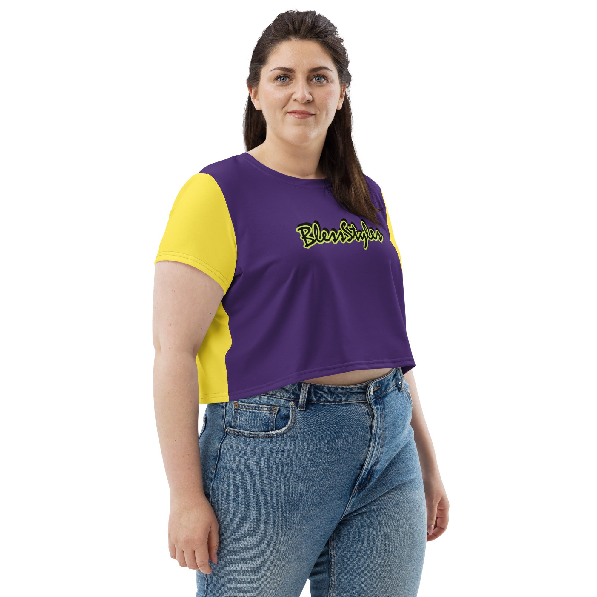 Purple and Yellow So sweet crop Shirt Top