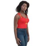 Red Girl Buns crop Shirt Top