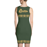 Myrtle green and Harvest gold Queen dress