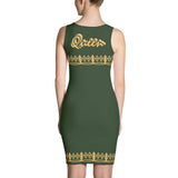 Myrtle green and Harvest gold Queen dress