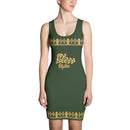 Myrtle green and Harvest gold Queen dress