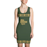 Myrtle green and Harvest gold Queen dress