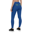 Dark cerulean blue stretch fitness Leggings