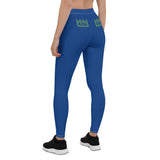 Dark cerulean blue stretch fitness Leggings