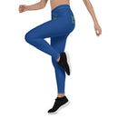 Dark cerulean blue stretch fitness Leggings