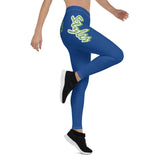 Dark cerulean blue stretch fitness Leggings