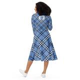 Blue plaid love yourself midi dress